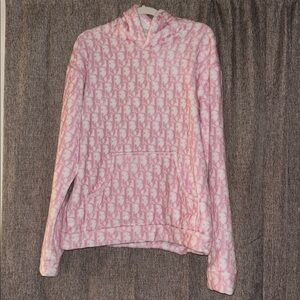 Dior pink and white soft hoodie sweatshirt oversized fit